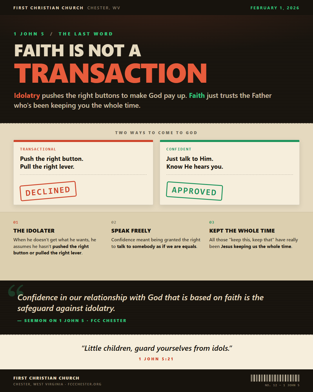 You're not on a payment plan with God — because you're born of God, you already have permission to just walk up and talk to Him, so you never have to buy what you want from Him.